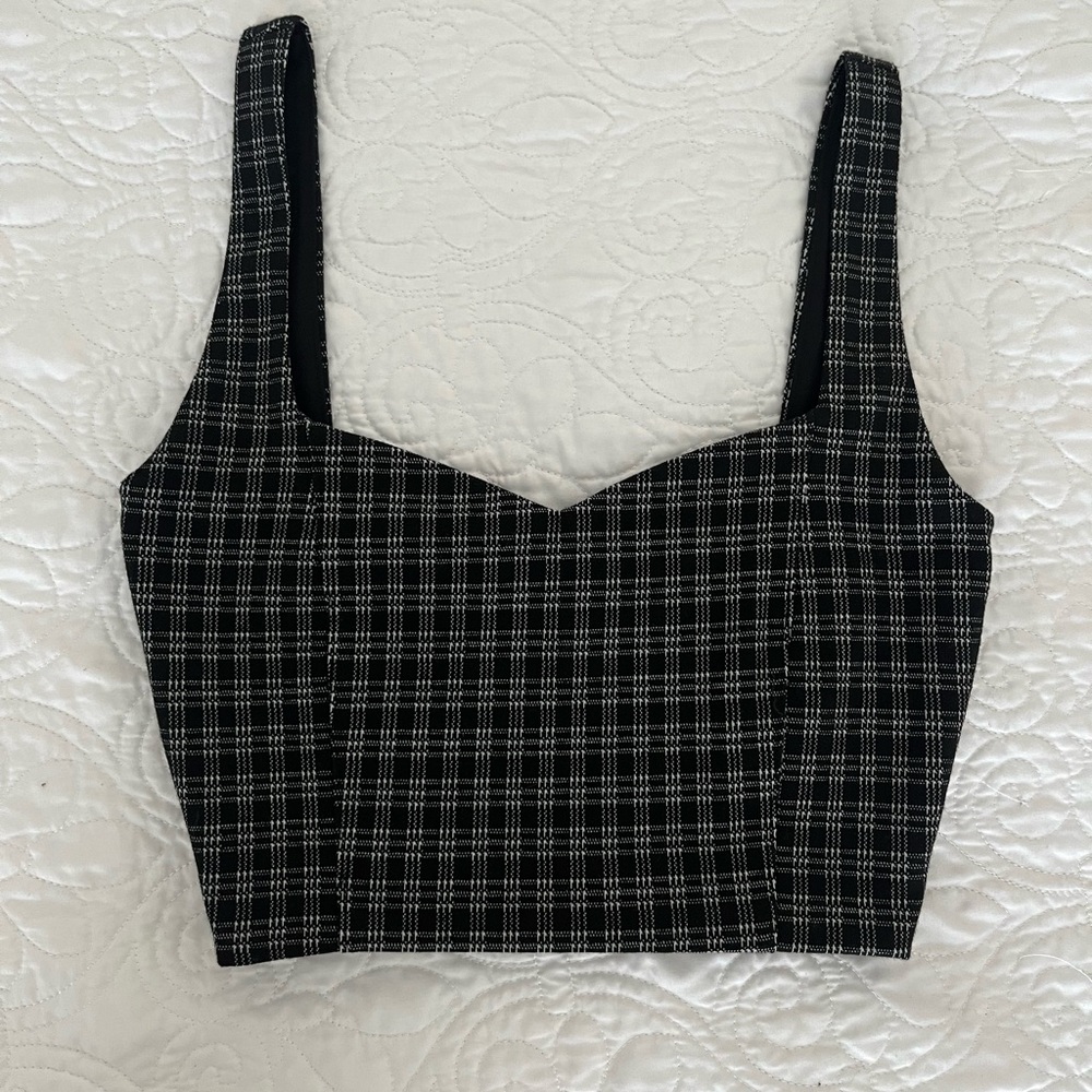 Forever 21 Black and White Plaid Tank Top